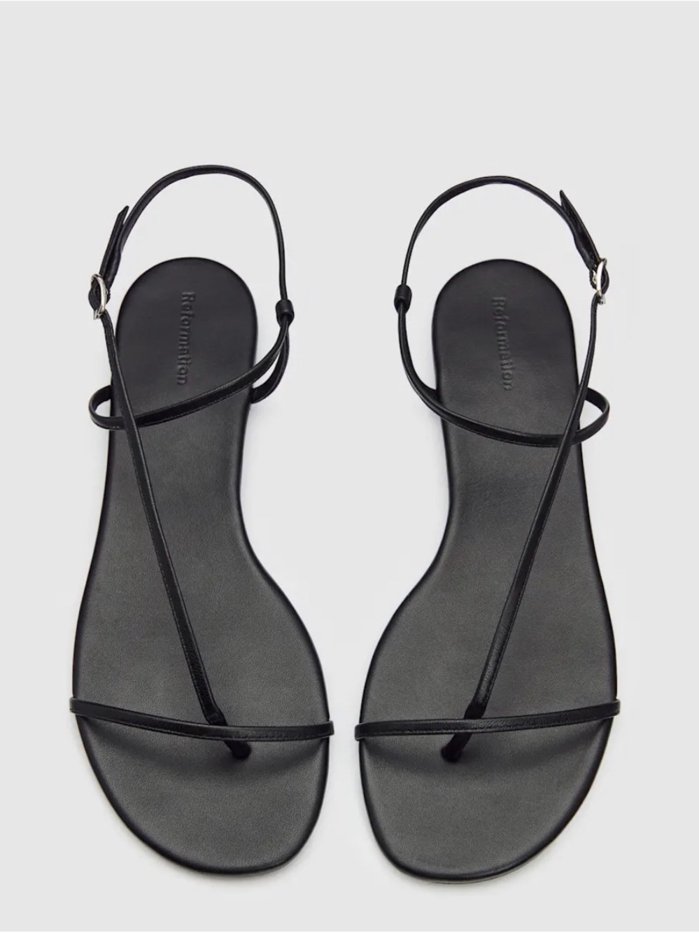 Reformation Pina Black Strappy Minimalist Leather Sandals size 9